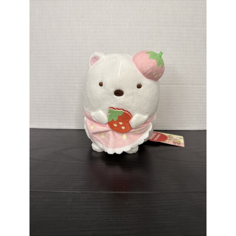 NEW 6” inch Sumikko Gurashi San-X Shirokuma Strawberry Plush Mascot Prize Toy